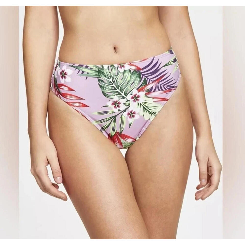 Salt + Cove Juniors' Printed High-Waist Bikini Bottoms Floral Purple Colorful XL